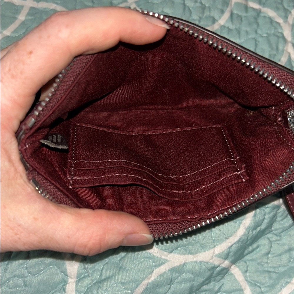 Coach Maroon Embossed Wristlet - Picture 3 of 4